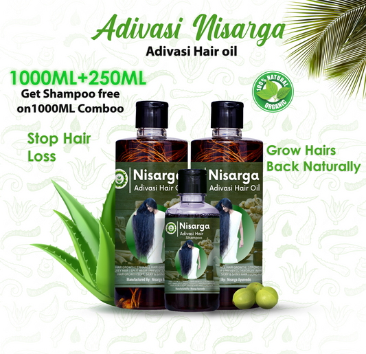 Combo  of 1000ml Oil + 250ml shampoo Adivasi Nisarga Hair Oil